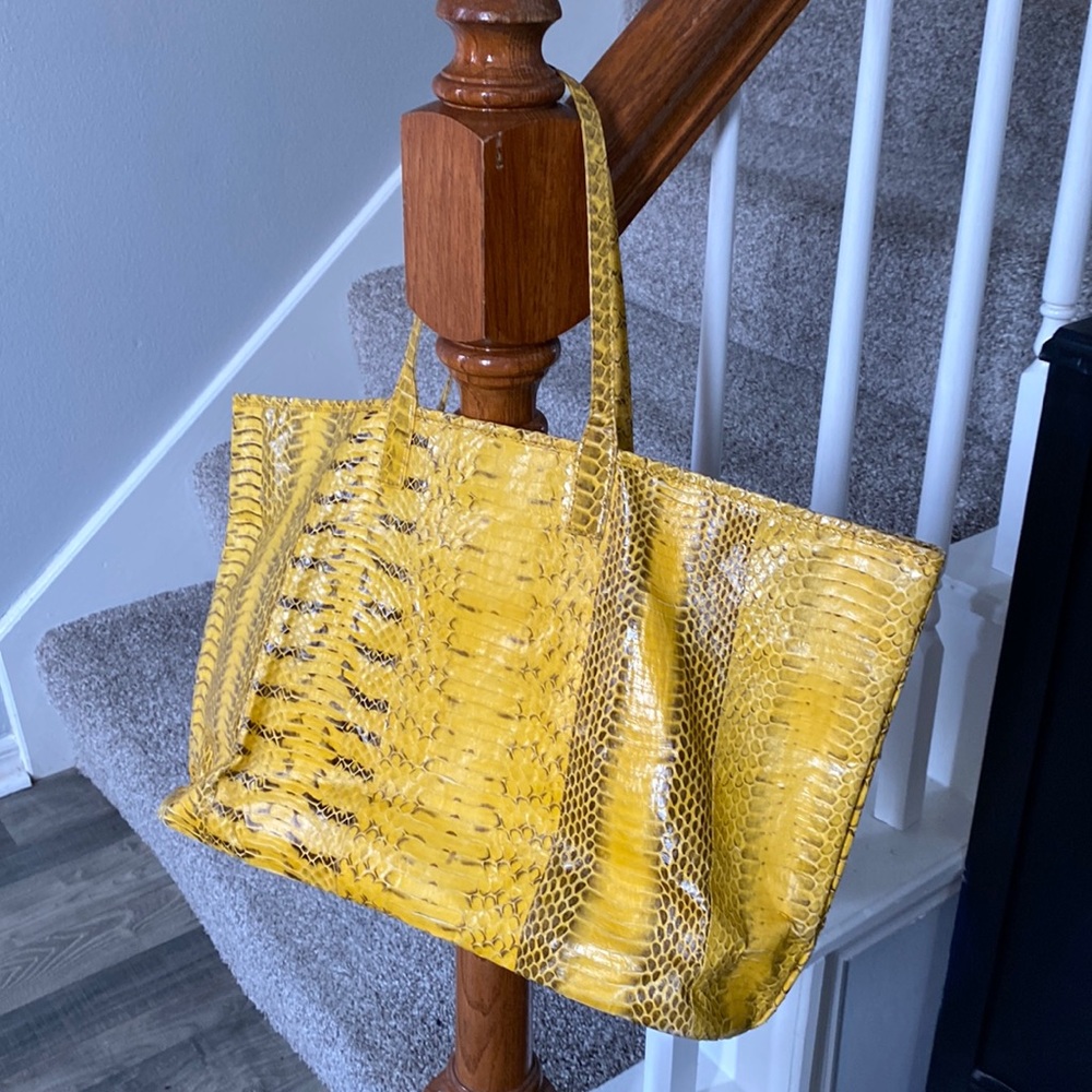 BEIRN Grace Yellow Watersnake Large Shoulder Tote